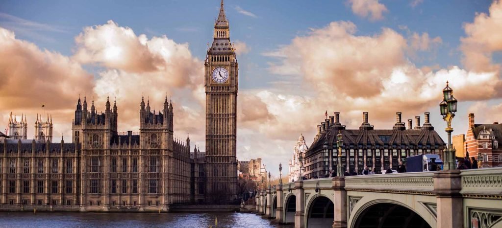 A captivating view of Big Ben in London, UK, showcasing the iconic clock tower and the surrounding historic architecture. The image captures the grandeur and significance of this famous British landmark.